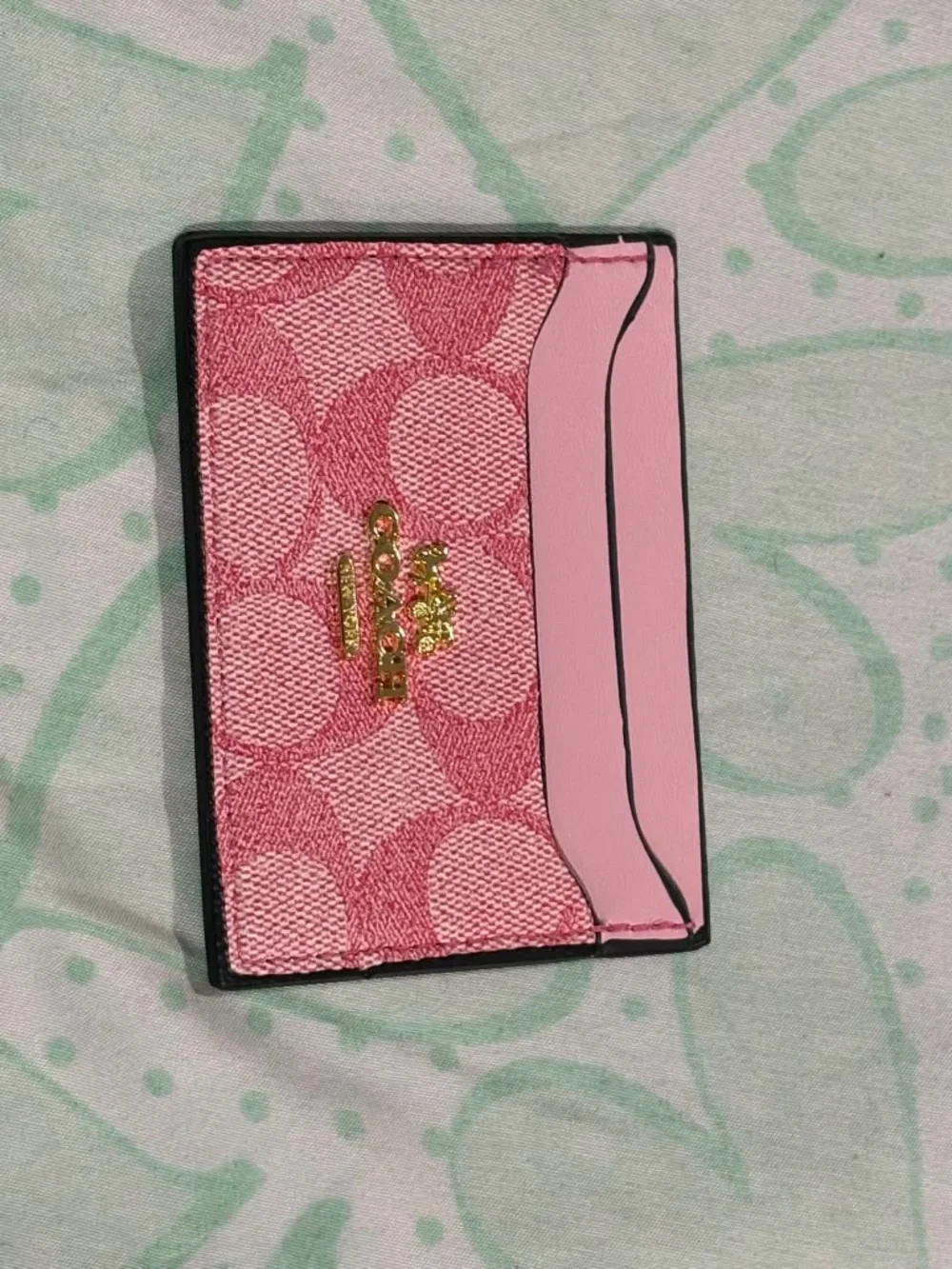 Coach Pink Signature Wristlet with Matching Card Case